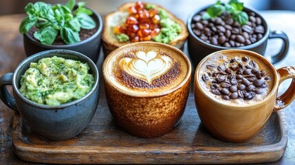 Gourmet Coffee and Avocado Toast Breakfast