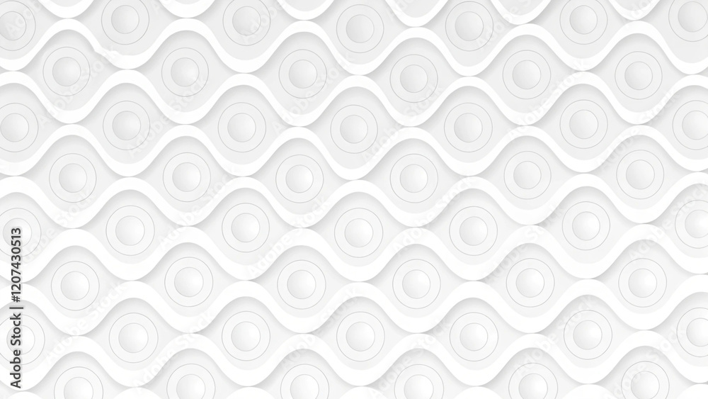 Poster Abstract white and gray texture background. 3d curve seamless pattern. Minimal elegant waves design, soft light shadows, modern flowing surface, stylish decorative backdrop for presentations.