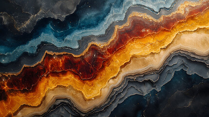 Naklejka premium a painting of a wave of orange and blue