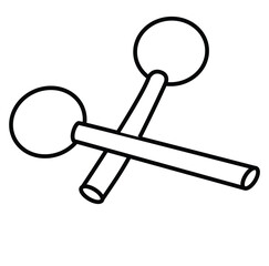 Cute cartoon hand drawn vector wooden sticks music percussion acoustic equipment coloring page.