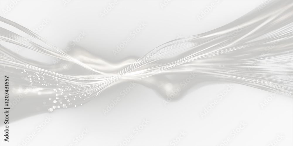 Leinwandbilder Abstract minimalist design featuring flowing fiber optic light strands on transparency background, creating dynamic and futuristic visual effect