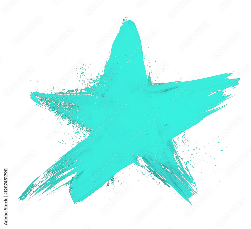 Aufkleber mint green star painted with soft and minimal strokes on transparency background, creating striking contrast and artistic expression