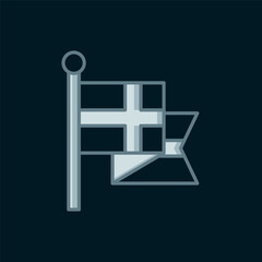 Line Flag of England on flagpole icon isolated on black background. Flat filled outline style with shadow. Vector