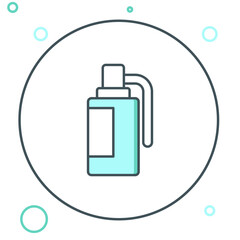 Line Hand grenade icon isolated on white background. Bomb explosion. Colorful outline concept. Vector