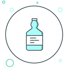 Line Tequila bottle icon isolated on white background. Mexican alcohol drink. Colorful outline concept. Vector