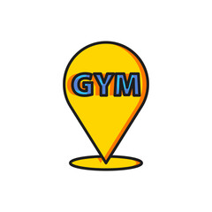 Color Location gym icon isolated on white background. Flat filled outline style with shadow. Vector