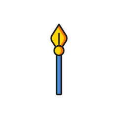 Color Medieval spear icon isolated on white background. Medieval weapon. Flat filled outline style with shadow. Vector