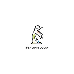 Simple minimal penguin vector logo outline style