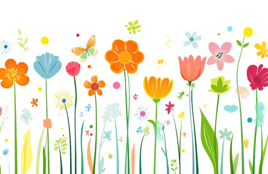 PNG Various flowers in spring art illustration colorful.