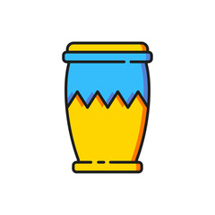 Color Drum icon isolated on white background. Music sign. Musical instrument symbol. Flat filled outline style with shadow. Vector