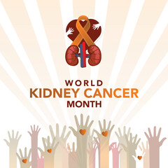 National Kidney month observed annually in March to raise awareness about kidney disease. Vector illustration.
