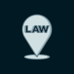 Line Location law icon isolated on black background. Flat filled outline style with shadow. Vector