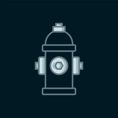 Line Fire hydrant icon isolated on black background. Flat filled outline style with shadow. Vector