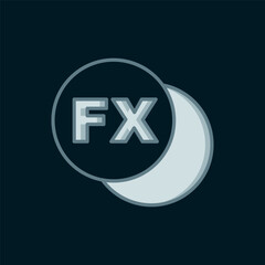 Line Photo camera fx icon isolated on black background. Foto camera. Digital photography. Flat filled outline style with shadow. Vector