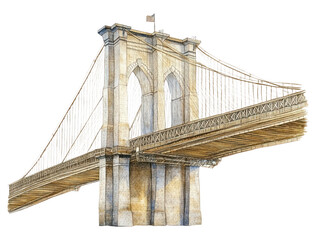 Fototapeta premium PNG Brooklyn Bridge bridge illustration background.