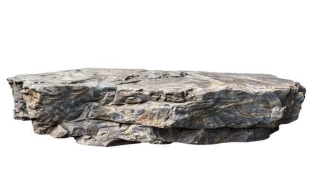 Flat rock podium for product display, isolated on white background - Powered by Adobe