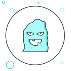 Line Funny and scary ghost mask for Halloween icon isolated on white background. Happy Halloween party. Colorful outline concept. Vector