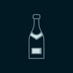 Line Champagne bottle icon isolated on black background. Flat filled outline style with shadow. Vector