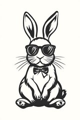 Obraz premium Cool rabbit wearing sunglasses and bow tie.