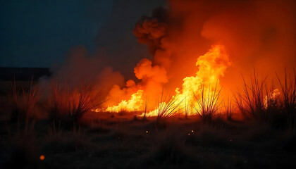 cityscape of the Los Angeles skyline fiery red & orange sky, depicting wildfire event in Los Angeles, wildfire poster, news, web headers Forest wildfire trees & city burning background generative ai