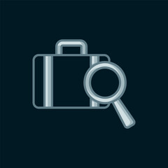 Line Airline service of finding lost baggage icon isolated on black background. Search luggage. Flat filled outline style with shadow. Vector