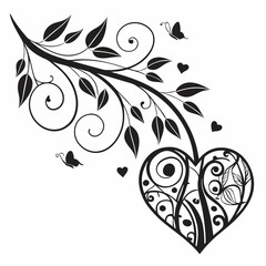 Valentine's Day vector silhouette black design white background