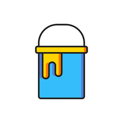 Color Paint bucket icon isolated on white background. Flat filled outline style with shadow. Vector