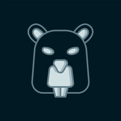 Line Beaver animal icon isolated on black background. Flat filled outline style with shadow. Vector