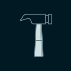Line Hammer icon isolated on black background. Tool for repair. Flat filled outline style with shadow. Vector
