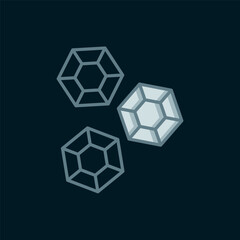 Line Gem stone icon isolated on black background. Jewelry symbol. Diamond. Flat filled outline style with shadow. Vector