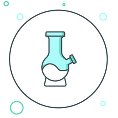 Line Glass bong for smoking marijuana or cannabis icon isolated on white background. Colorful outline concept. Vector