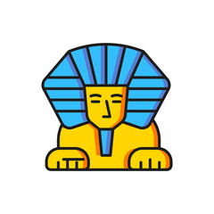 Color Sphinx - mythical creature of ancient Egypt icon isolated on white background. Flat filled outline style with shadow. Vector