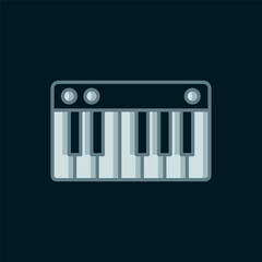 Line Music synthesizer icon isolated on black background. Electronic piano. Flat filled outline style with shadow. Vector