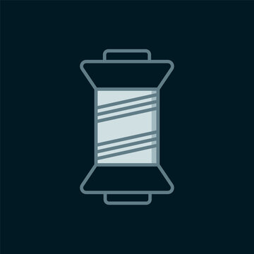 recommend clip art: Line Sewing thread on spool icon isolated on black background. Yarn spool. Thread bobbin. Flat filled outline style with shadow. Vector