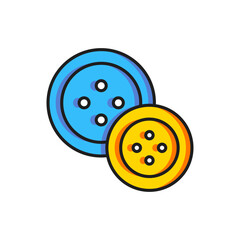 Color Sewing button for clothes icon isolated on white background. Clothing button. Flat filled outline style with shadow. Vector