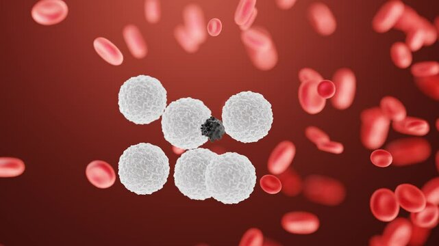 3D Animation. White blood cell elimination