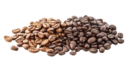 A close-up of roasted coffee beans showcasing the rich colors and textures, ideal for coffee-related themes and culinary designs.