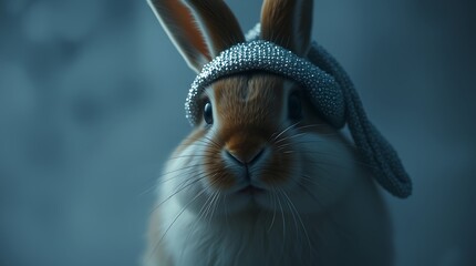 Adorable bunny rabbit wearing a sparkly hat. (1)