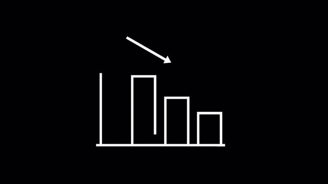 animated up and down graph in business, static up and down economy, transparent background growth and decline line