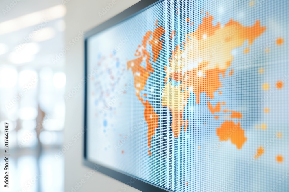 Poster Digital Interface Display of Global Supply Chain Data Visualization