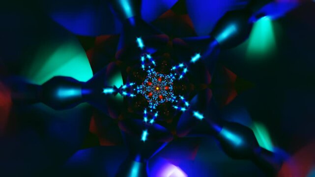 Abstract seamless loop with strobe lights and geometric transformations