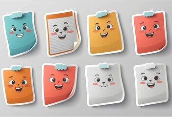 Cute, playful sticky notes featuring smiling faces in various colors, perfect for adding a cheerful touch to reminders or notes, ideal for classrooms or kids' spaces.