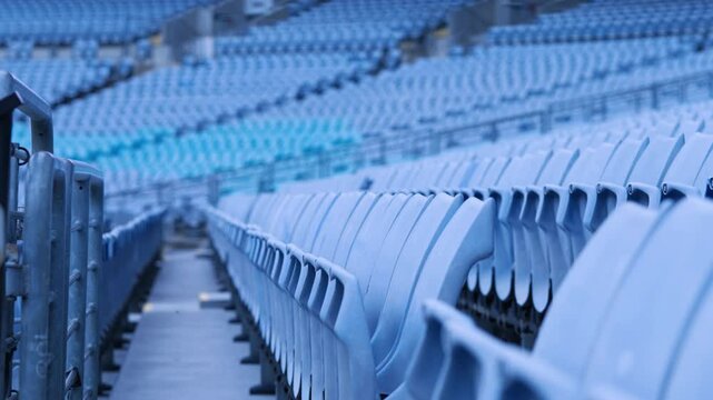 A foldable bleacher seating area in a huge stadium. - closeup shot