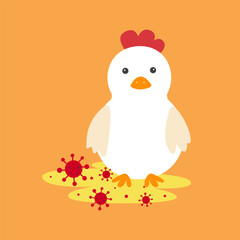 chicken sick with bird influenza virus