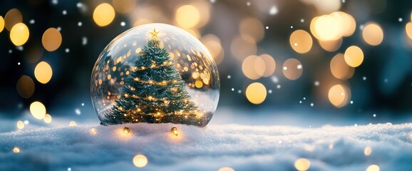 Enchanted Christmas: A Festive Tree in a Sparkling Snow Globe