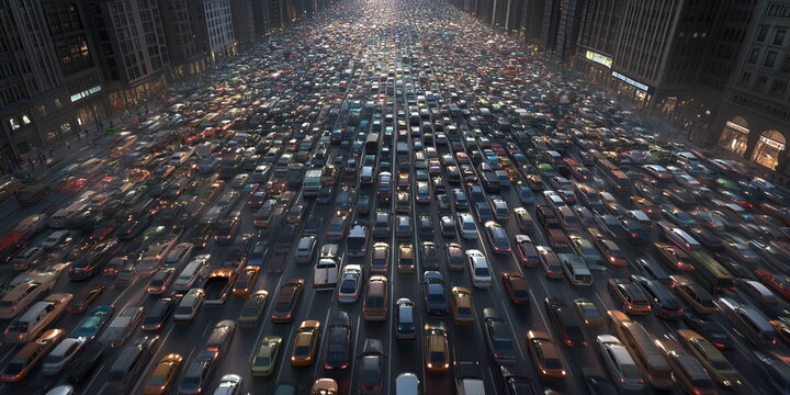 parking lot like traffic jam on highway.