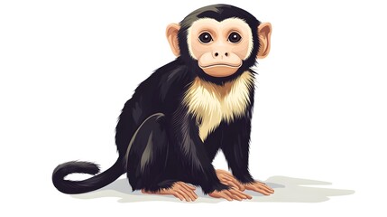 Capuchin monkey cartoon on white background
