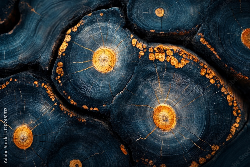 Poster unique patterns of polished wood slices highlighting vibrant colors and textures in natural formatio