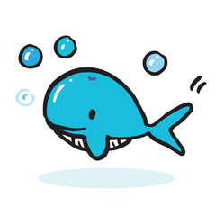 Hand drawing doodle cute whale vector illustration for t-shirt ,card, poster design for kids. Vector illustration design for fashion fabrics, textile graphics, prints, Cute whale cartoon