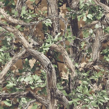 Explore the Beauty of Nature with Tree Camouflage Patterns. Seamless tree camo digital paper with a mix of forest textures concept